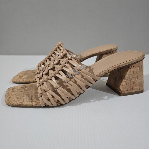 NEW Marc Fisher Colica Sandal Block Heel Tan Cork Womens Size 11